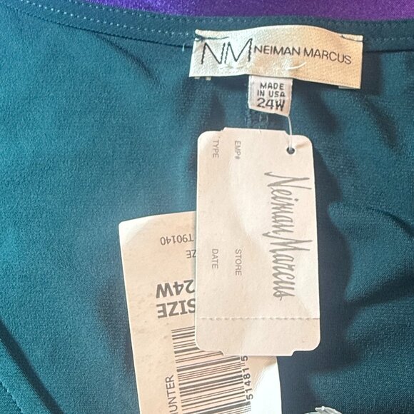 NEW 📌MN Neiman Marcus Teal Timeless Long Sleeves Plus Size Swing Dress - Picture 14 of 16